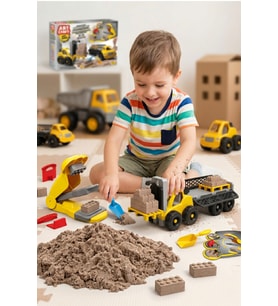 Art Craft Forklift Operatörü Oyun Kumu Seti 750 gr Kinetik Kum İnşaat Oyuncak İş Makinesi 3+ Yaş