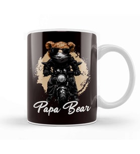Papa Biker Bear Dad Daddy Poppa Stepdad Husband Father Kupa Bardak Porselen