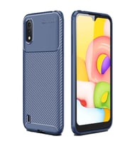 Samsung Galaxy A01 Karbon Desenli Negro Silikon Kılıf (Lacivert)