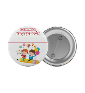 Okuluna Hoş Geldin Çanta Rozeti 20 Adet En Büyük Boy 5.8cm İğneli Broş