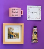 Kişiye Özel Babaya Hediye Hediye Kutusu - Kişiye Özel Lüks Pastel Fincan, El Kremi, Ahşap Fotoğraf Çerçevesi Babalar Günü Hediyesi (Pembe)