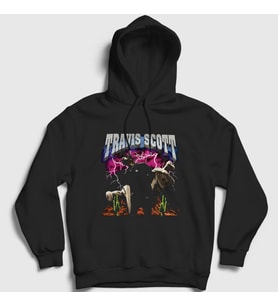 Presmono Unisex Siyah Lightning Astroworld Travis Scott Kapüşonlu Sweatshirt 42845tt