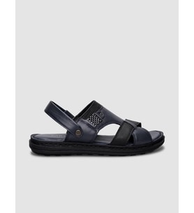 %100 Hakiki Deri Lacivert Erkek Günlük Sandalet