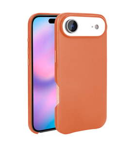 Apple iPhone 17 Air Kılıf Wireless Şarj Özellikli PU Deri Görünümlü Kupra Kapak (Turuncu)
