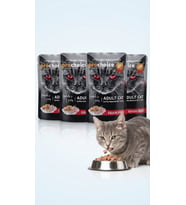 Kuzulu ve Ciğerli Tahılsız Yetişkin Kedi Yaş Mama 85 Gr (4'lü Paket)