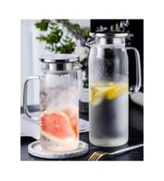 1500 ml Borosilikat Cam Su Sürahisi - Metal Kapaklı ve Isıya Dayanıklı