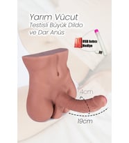 Do it Love - Gerçek Manken Kalıp Yarım Vücut Testisli Büyük Dildo ve Anüs - Unisex Kullanım - Bronz Ten