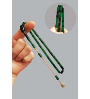 5,5*10 mm Kesme Yeşil Siyah Ateşi Kehribar Tesbih Altın Kaplama Püsküllü Ok Gibi Kesme Ateş Kehribar (Lacivert-Kırmızı)