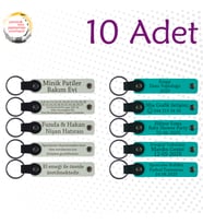 Beyaz & Koyu Turkuaz, Nişan Töreni Misafirlerine Anlamlı Hediye 10’lu Set, Tarih İsimli Anahtarlık