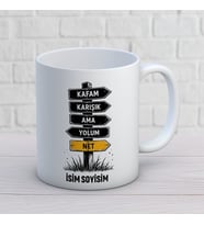 Kişiye Özel Kafam Karışık Ama Yolum Net Baskılı Kupa – İsimli Tabelalı Komik Motivasyon Hediyesi