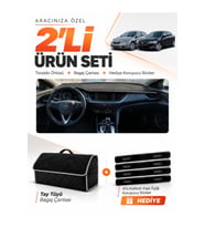 OPEL İNSİGNİA (2017-2026) Uyumlu Torpido Örtüsü + Tay Tüyü Bagaj Çantası + Sticker Seti - Siyah Gri