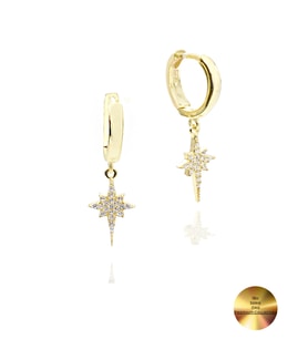 18k Serie Oro North Star Sallantılı Kadın Gümüş Küpe (Altın)