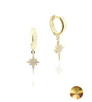 18k Serie Oro North Star Sallantılı Kadın Gümüş Küpe (Altın)