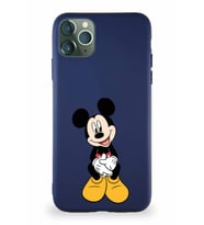 Apple iPhone 11 Pro Max Soft Premier Kapak Mickey Mouse-A Tasarımlı Silikon Kılıf - Lacivert (Şeffaf)