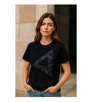 Kadın Rahat Kesim Bisiklet Yaka Baskılı T-shirt