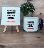 Erkek Öğretmene Hediye Hediye Seti Kupa Bardak T Kulplu ve Dekoratif Taş Öğretmenler Günü Hediyesi (Model 2)