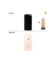 iPhone 8 Altın Arka Kapak Arka Cam Batarya Kapağı Lazer Kesim Kapak Pil Kapağı + B-7000 Yapıştırıcı
