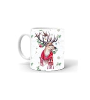 Yılbası Noel Temalı Baskılı Seramik Beyaz Kupa