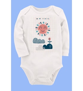 Organik Baskılı Pamuklu Unisex Bebek Body UZUNE169