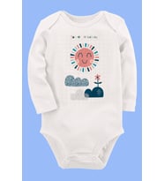 Organik Baskılı Pamuklu Unisex Bebek Body UZUNE169
