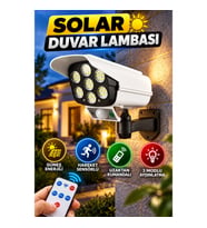 Solar Kamera Görünümlü LED Duvar Lambası – Hareket Sensörlü, 3 Modlu, Uzaktan Kumandalı