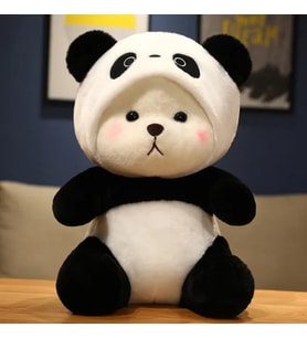 90 Cm Kapşonlu Uykumcuk Peluş Ayıcık Panda (Siyah)