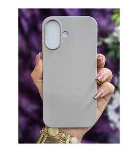 Iphone 16 Uyumlu İçi Kadife Taş Gri Silikon Telefon Kılıfı