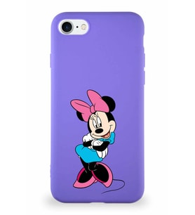Apple iPhone 8 Soft Premier Kapak Minnie Mouse-D Tasarımlı Silikon Kılıf - Mor (Şeffaf)