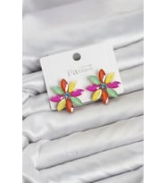 Karışık Renk Kristal Taşlı Lotus Çiçek Model Kadın Küpe TJ-BKP11924
