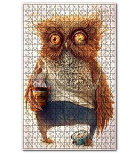 Cakapuzzle Uyanamayan Baykuş Görseli Puzzle Yapboz MDF (Ahşap) (120 Parça)