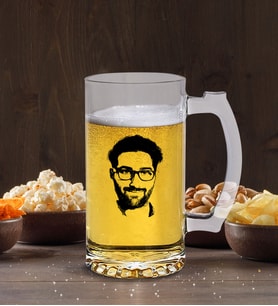 BK Gift Kişiye Özel Erkek Silüet Tasarımlı Cam Bira Bardağı 50cl-1 (Beyaz)