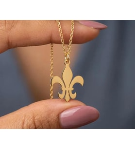 Kişiye Özel 925 Ayar Gümüş Fleur De Lis Zambak Sembol Kolye (Gold)