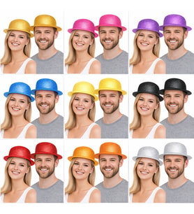 Simli Melon Şapka 9’lu Set - 9 Renk Parti ve Kostüm Şapkası