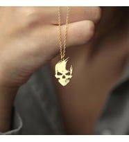 Kişiye Özel Tasarım İskelet Kafatası Kolye 925K Gümüş (Gold)