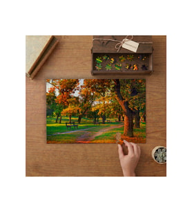 Sonbahar - Park - Banklar Tasarımı 240 parça Ahşap Puzzle Ahşap Kutuda MP05143