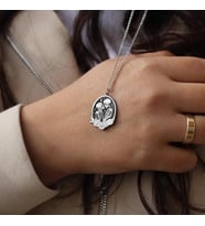 Özel Oval Tasarım Aşıklar İskelet Çift Kolye 925K Gümüş Sevgiliye Doğum Günü Hediye Takı