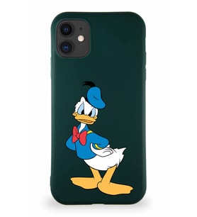 Apple iPhone 11 Soft Premier Kapak Donald Duck-D Tasarımlı Silikon Kılıf - Yeşil (Şeffaf)