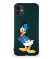 Apple iPhone 11 Soft Premier Kapak Donald Duck-D Tasarımlı Silikon Kılıf - Yeşil (Şeffaf)