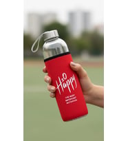 Premium Kılıflı Cam Matara 500 ml – Kırmızı