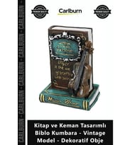 Özel Üretim Reçine Retro Kitap Keman Tasarımlı Biblo Kumbara Vintage Model Dekoratif Obje