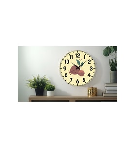 Dekoratif Türkçe Rakamlı UV Baskılı Duvar Saati (Sessiz) Akar Mekanizma 40CM Metal Akrep Yelkovan