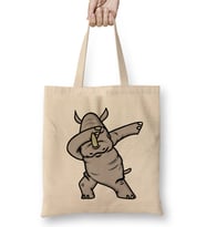 Dabbing Rhino Rhinoceros Dab Animal Bez Çanta Uzun Saplı