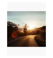 Gün Batımında Yol Tablo Ahşap Poster Dekoratif