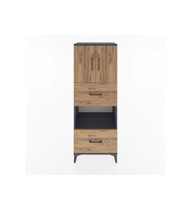 Hyperion Dolap 3 Raflı 2 Çekmeceli 2 Kapaklı 60x44x163 Antrasit-Çam