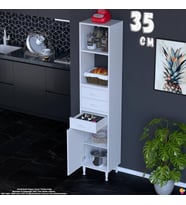 Eliusta Miray 35 cm Mutfak Standı Mutfak Rafı Çok Amaçlı Dolap Beyaz Kiler Erzak Dolabı 35x194x32 cm