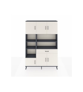 Arges Dolap 10 Raflı Tek Çekmeceli 6 Kapaklı 132x30x195 Antrasit-Aytaşı/Aytaşı