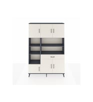 Arges Dolap 10 Raflı Tek Çekmeceli 6 Kapaklı 132x30x195 Antrasit-Aytaşı/Aytaşı