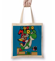 Süper Mario E Yoshi Bez Çanta Uzun Saplı