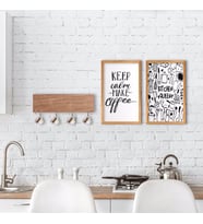 BK Home Doğal Ahşap Dekoratif Fincan Askılığı ve 2’li Mutfak Konseptli Ahşap Tablo-6 (Beyaz)