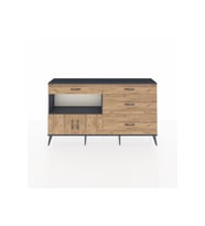 Arges Konsol Tek Raflı 4 Çekmeceli 2 Kapaklı 176x30x99 Antrasit-Çam
